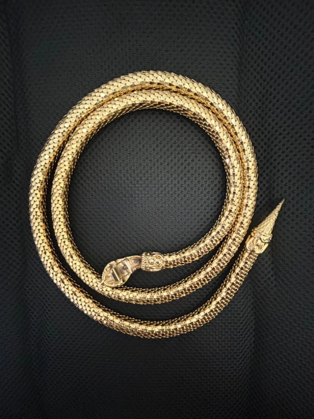 DL AULD Vintage Gold Mesh Snake Belt or Necklace - Blue Eyes c1970-80’s